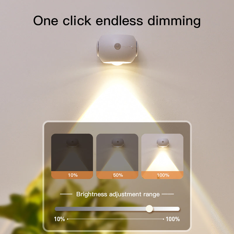 Adjustable Angle Human Sensing Light, Wireless Sunset Light, Indoor Spotlight, Corridor, Living Room Wall Light, Rechargeable And Installed Dry Battery