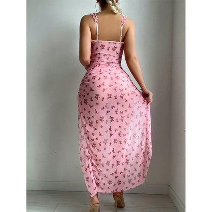 Sexy Pink Valentine's Day Dress T-back Two-piece Set