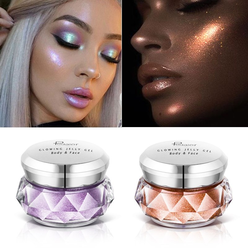 Face Highlighter Jelly Gel Meermin Oogskadu Glow Body Glitter Festival Make-up Iluminador Gold Liquid Highlighter Bronzer