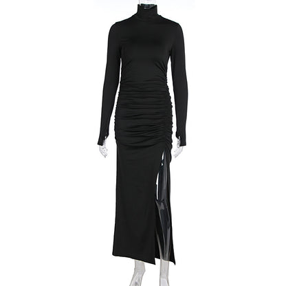 Women's Fashion Slim Fit Slit Pleated Dress