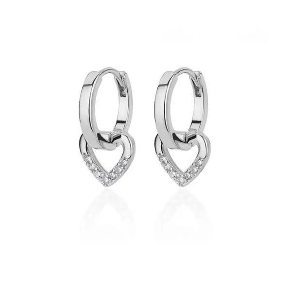 Hollowed Heart Shape Design Inlaid Zircon Ear Ring