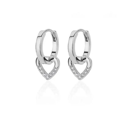 Hollowed Heart Shape Design Inlaid Zircon Ear Ring