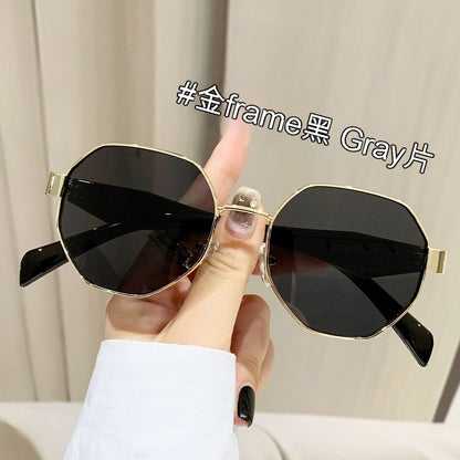 Modern Square Polygon Metal Sunglasses