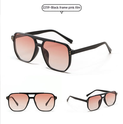 Square Double Beam Fashion Black Sunglasses For Women