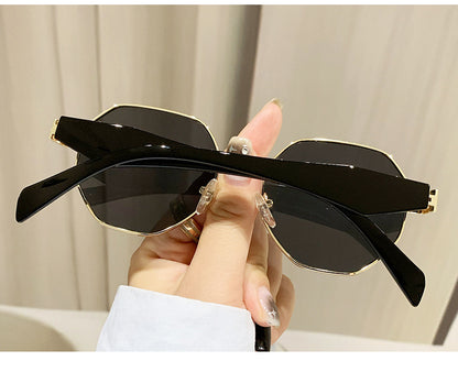 Modern Square Polygon Metal Sunglasses